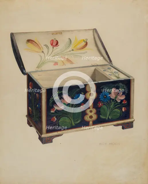 Painted Wooden Chest or Casket, c. 1939. Creator: Roy Moon.