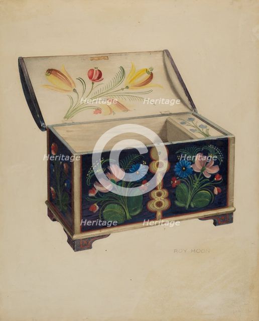Painted Wooden Chest or Casket, c. 1939. Creator: Roy Moon.
