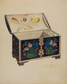 Painted Wooden Chest or Casket, c. 1939. Creator: Roy Moon