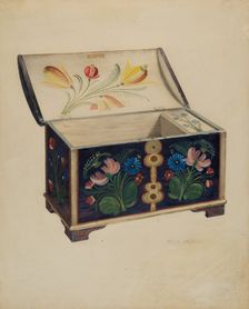Painted Wooden Chest or Casket, c. 1939. Creator: Roy Moon