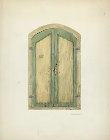 Painted Wooden Shutter, 1937. Creator: Edward Jewett