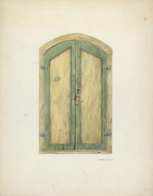 Painted Wooden Shutter, 1937. Creator: Edward Jewett