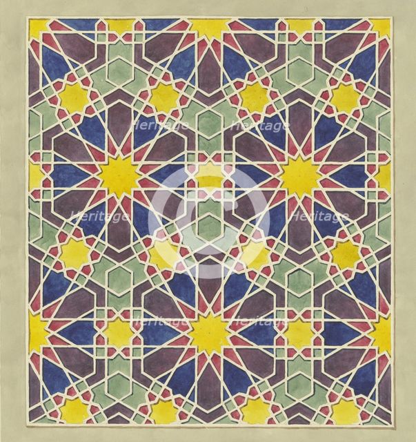 Painted wooden paneling from a mosque in Cairo, 1829-1830. Creator: Friedrich Maximilian Hessemer.