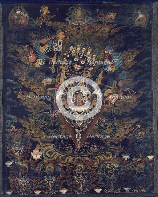 Painted Banner (Thangka) with Guru Dragpur, a Wrathful Form of Padmasambhava, 18th/19th century. Creator: Unknown.