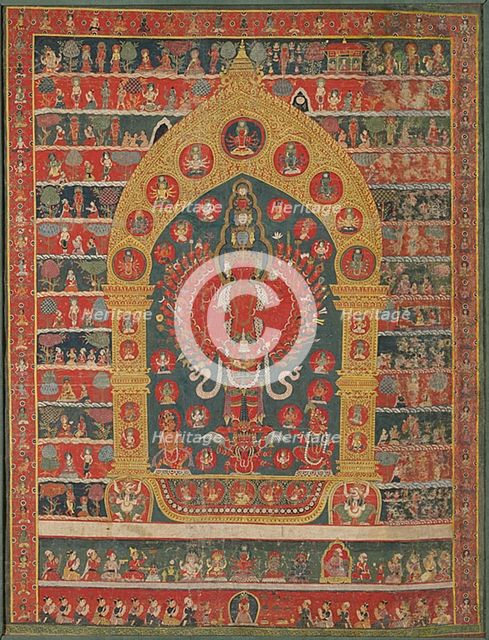 Painted Banner (Thangka) of the Avalokiteshvara Incarnation of the Rain God Rato..., 18th/19th cent. Creator: Unknown.