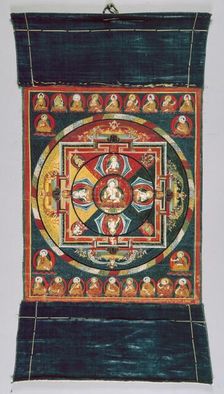 Painted Banner (Thangka) of Vajrasattva Mandala, 15th century. Creator: Unknown