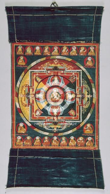 Painted Banner (Thangka) of Vajrasattva Mandala, 15th century. Creator: Unknown.