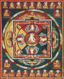 Painted Banner (Thangka) of Vajrasattva Mandala, 15th century. Creator: Unknown