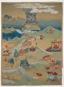 Painted Banner (Thangka) of Five Morality Tales from the Avadana Kalpalata Jataka, late 18th cent. Creator: Unknown