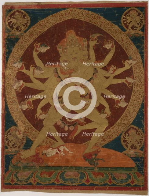 Painted Banner (Thangka) of Skull-Cup Bearing (Kapâladhara) Hevajra, c. 1604. Creator: Unknown.
