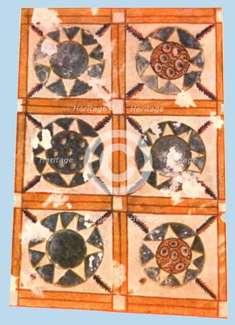 Painted ceiling decoration in the Stasovsky Crypt, Cimmerian Bosporus, Kerch, (1928).  Creator: Unknown.