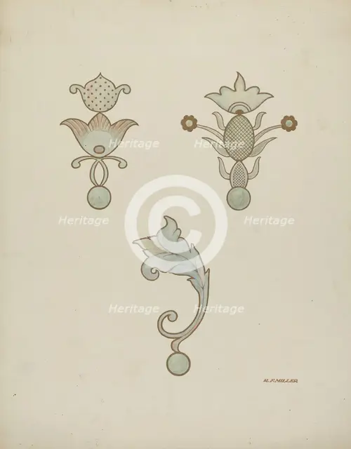 Painted Ceiling Decorations, c. 1940. Creator: Randolph F Miller.