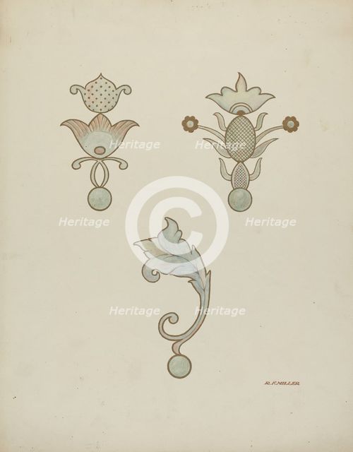 Painted Ceiling Decorations, c. 1940. Creator: Randolph F Miller.