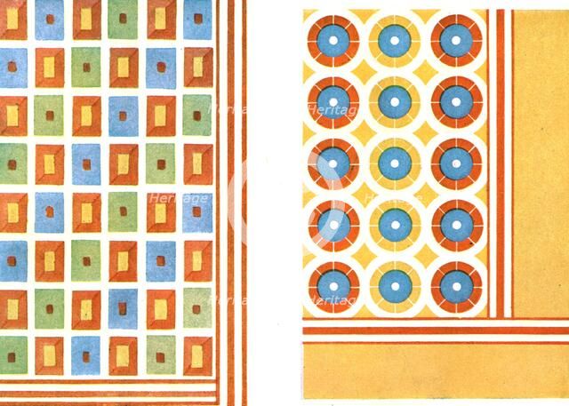 Painted ceiling patterns in the tomb of Nebamon at Thebes, Egypt, (1928).  Creator: Unknown.