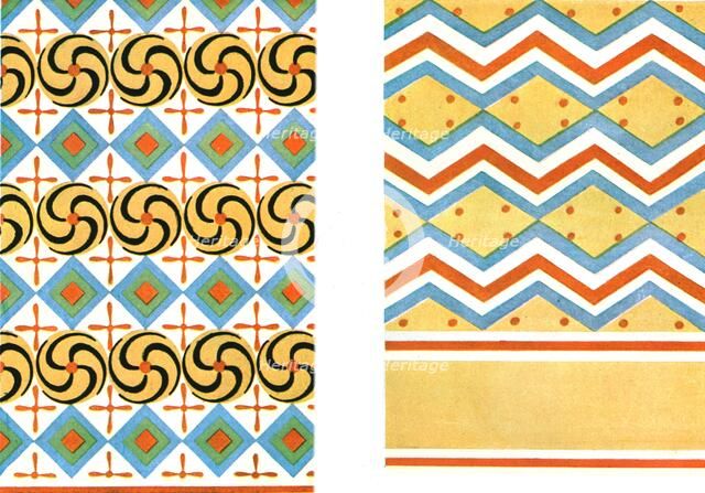 Painted ceilings in the Tomb of Amenemheb at Thebes, Egypt, (1928). Creator: Unknown.