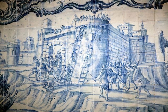 Painted ceramic tiles, Monastery of Alcobaca, Alcobaca, Portugal, 2009.  Creator: Samuel Magal.