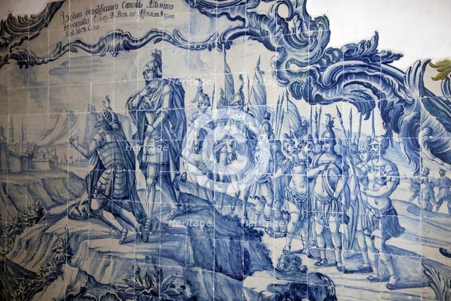 Painted ceramic tiles, Monastery of Alcobaca, Alcobaca, Portugal, 2009.  Creator: Samuel Magal.