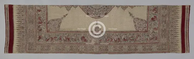 Painted cotton with medallion and figures, India, 15th century. Creator: Unknown.
