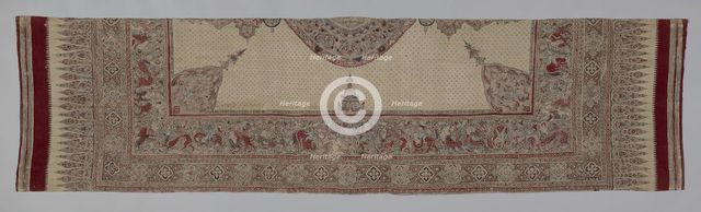 Painted cotton with medallion and figures, India, 15th century. Creator: Unknown.