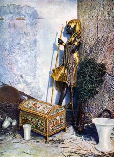 Painted clothes chest, which lies at the foot of Tutankhamen's statue, Egypt, 1933-1934