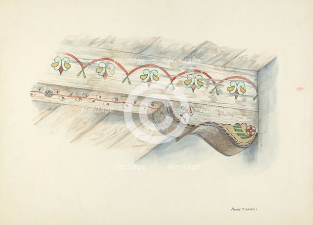 Painted Decorations on Ceiling, c. 1939. Creator: Harry Mann Waddell.