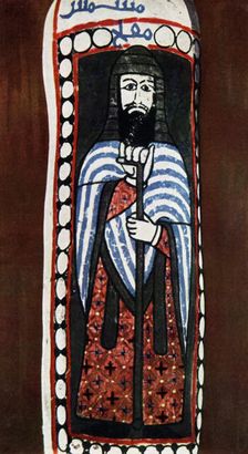 Painted figure of a Christian priest at Jausaq, Samarra, Iraq, 1930