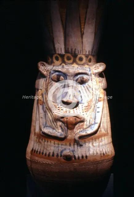 Painted Figure of Egyptian God Bes. Artist: Unknown.