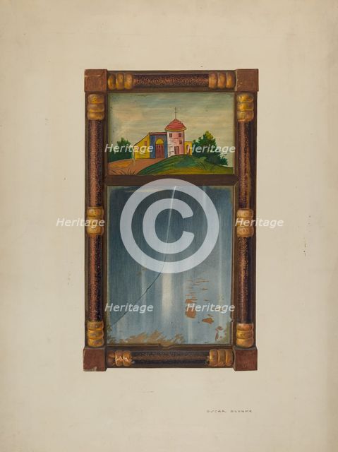 Painted mirror, 1940. Creator: Oscar Bluhme.
