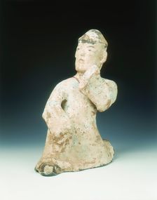 Painted pottery male dancing figure, early Eastern Han dynasty, 1st century. Creator: Unknown