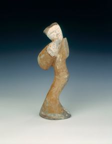Painted pottery dancing figure, Han dynasty, China, 206 BC-220 AD. Creator: Unknown