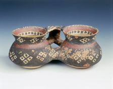 Painted pottery double cup, Yangshao culture, Machang type, China, c2500 BC. Creator: Unknown