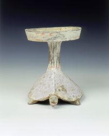 Painted pottery lamp in the form of a tortoise, Western Han dynasty, China, late 2nd-1st century BC