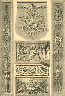 Painted plaster ornament, France, 18th century, (1898). Creator: Unknown