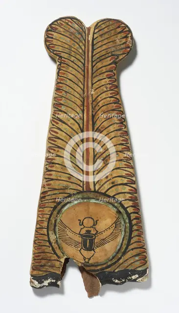 Painted Plume with Sun Disk Containing Winged Kheper Beetle, 24th-30th Dynasty (724-343 BCE). Creator: Unknown.