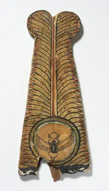 Painted Plume with Sun Disk Containing Winged Kheper Beetle, 24th-30th Dynasty (724-343 BCE). Creator: Unknown