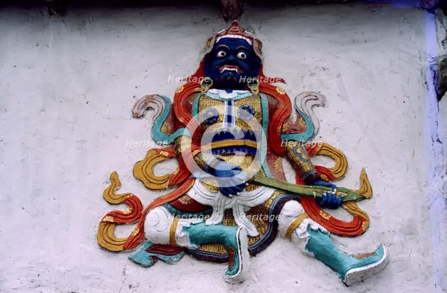 Painted sculpture, Ladakh, India, 1988. Creator: Amanda Waite.