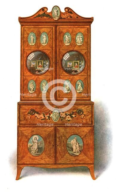 Painted Satin-wood Writing-Cabinet, 1908. Creator: Shirley Slocombe.