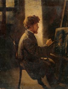 Painter at work, 1870. Creator: Leopold Horovitz