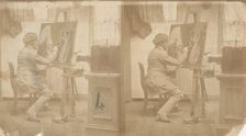 Painter at Work in Studio, 1850s. Creator: Unknown