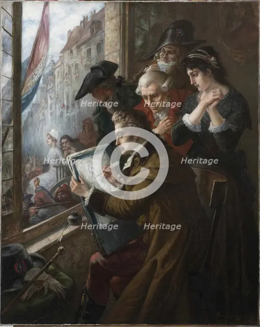 Painter Jacques-Louis David drawing Marie-Antoinette led to her execution, 1793, 1900. Creator: Bussche, Joseph Emanuel van den (1837-1903).