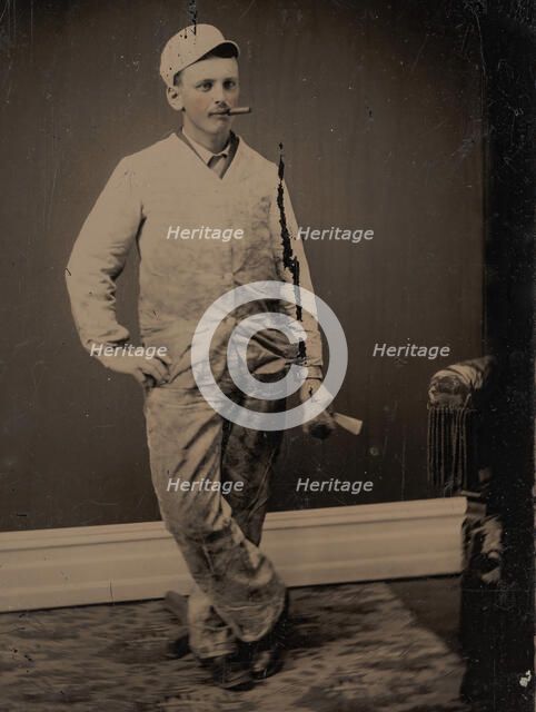 Painter, Smoking a Cigar, Holding a Brush and Scraper, 1870s-80s. Creator: Unknown.