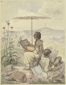 Painters Working Outdoors, 1842. Creator: Karl Heinrich Oeckinghaus