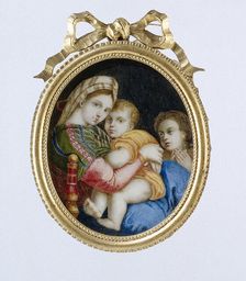 Painting depicting the Madonna della sedia after Raphael, c.1850-c.1899. Creator: Anon