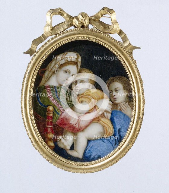 Painting depicting the Madonna della sedia after Raphael, c.1850-c.1899.  Creator: Anon.