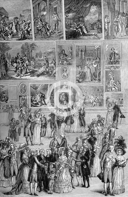 Painting exhibition, the Louvre, Paris, 1737 (1882-1884). Artist: Unknown
