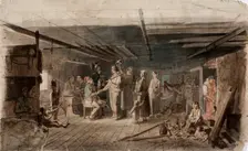 Painting in a gloomy peasant's seat, sketch for an oil painting painted for the Russian..., 1851. Creator: Robert Wilhelm Ekman