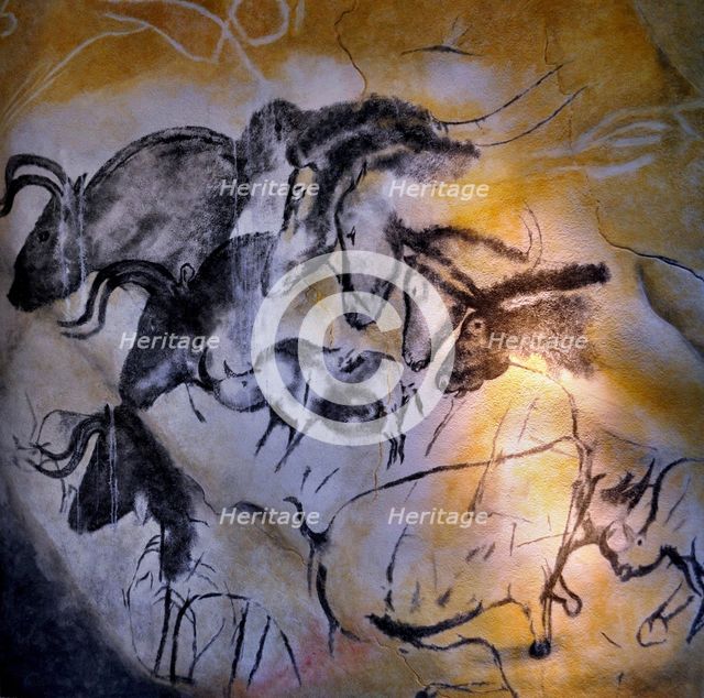 Painting in the Chauvet cave, 32,000-30,000 BC. Artist: Art of the Upper Paleolithic  