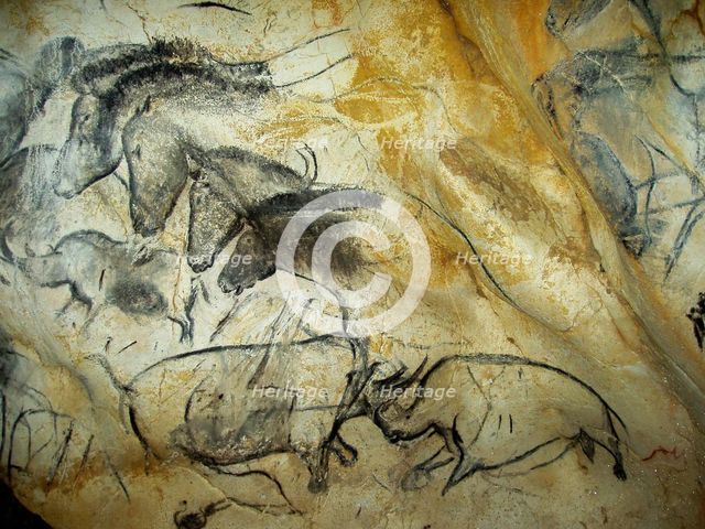 Painting in the Chauvet cave, 32,000-30,000 BC. Creator: Art of the Upper Paleolithic.