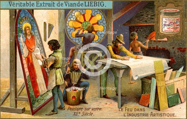 Painting on glass in the 12th century, (c1900). Artist: Unknown