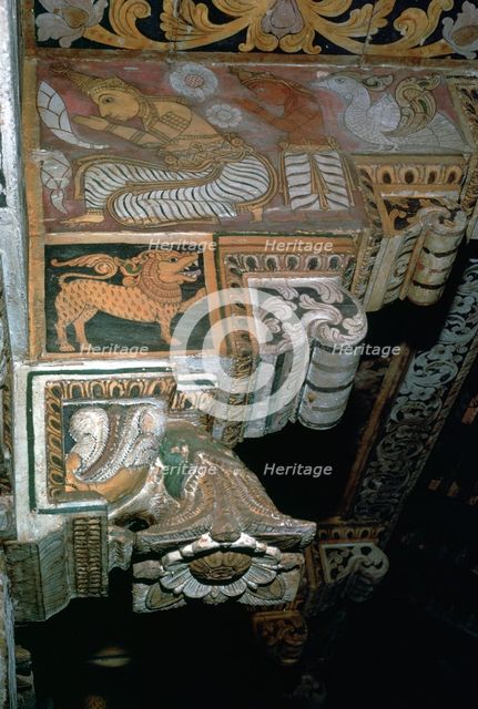 Painting on the outer walls of the inner shrine of the Temple of the Tooth, 17th century. Artist: Unknown